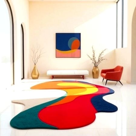 Handcrafted Colorful Flowing Abstract Area Rug